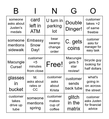 Macungie Bingo Card