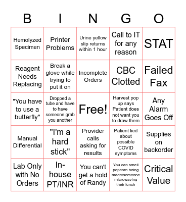 LAB WEEK BINGO Card