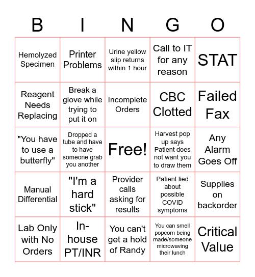 LAB WEEK BINGO Card