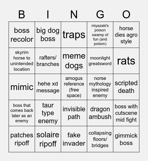 elden ringo bingo Card