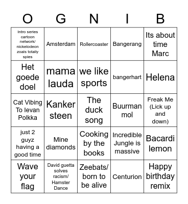 Kanker Bingo Card