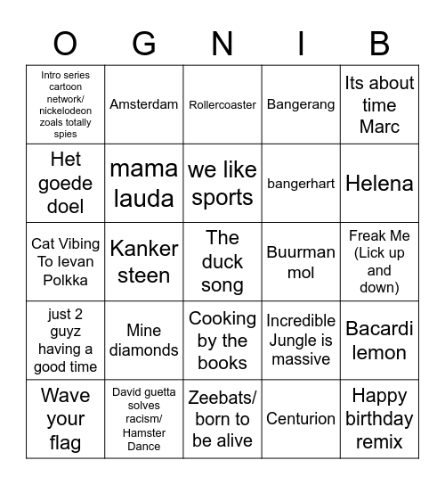 Kanker Bingo Card