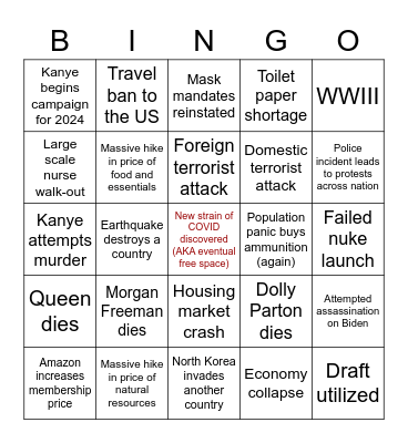 2022 Bingo Card