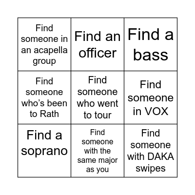 Personality Bingo! Bingo Card