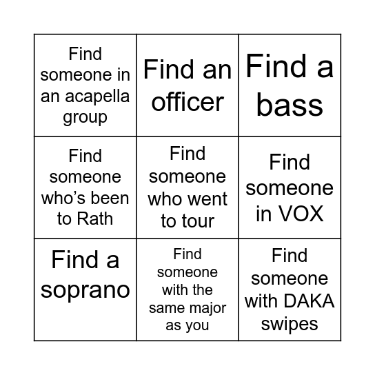 Personality Bingo! Bingo Card