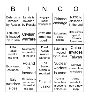 WW3 Bingo Card