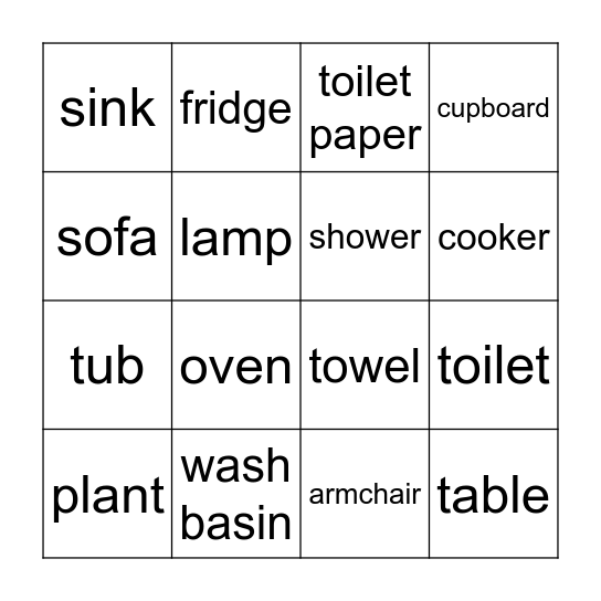 In the rooms Bingo Card