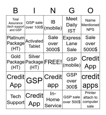 BestBuy Bingo Card