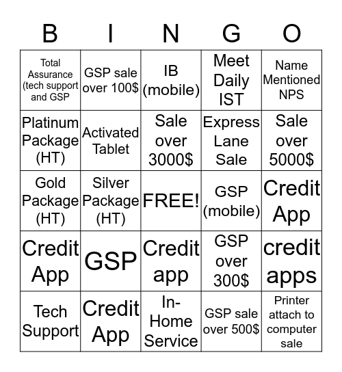 BestBuy Bingo Card