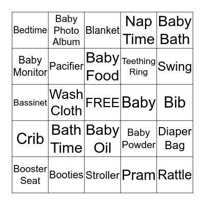 Baby Shower Bingo Card