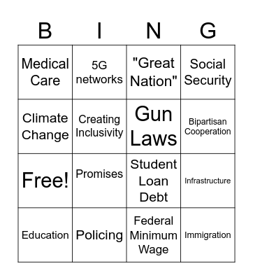 State of the Union Bingo Card