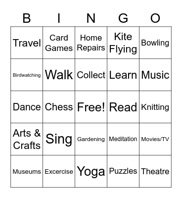Relaxing Bingo Card