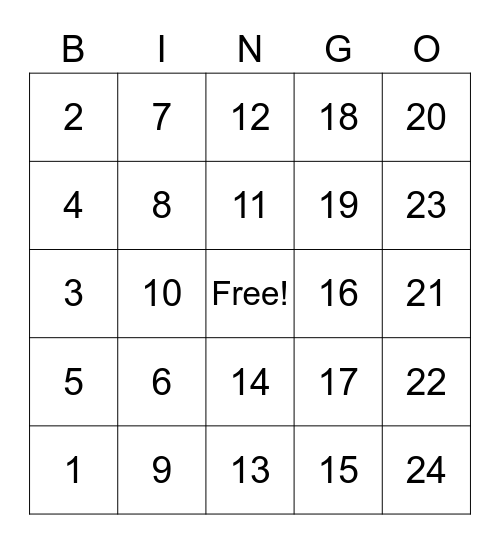 Sign Language Bingo Card