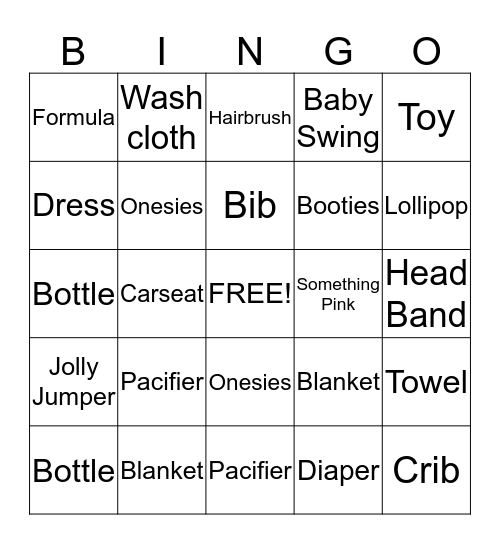 BABY SHOWER Bingo Card