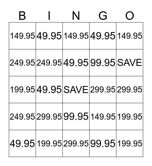 Membership Sales BINGO Card