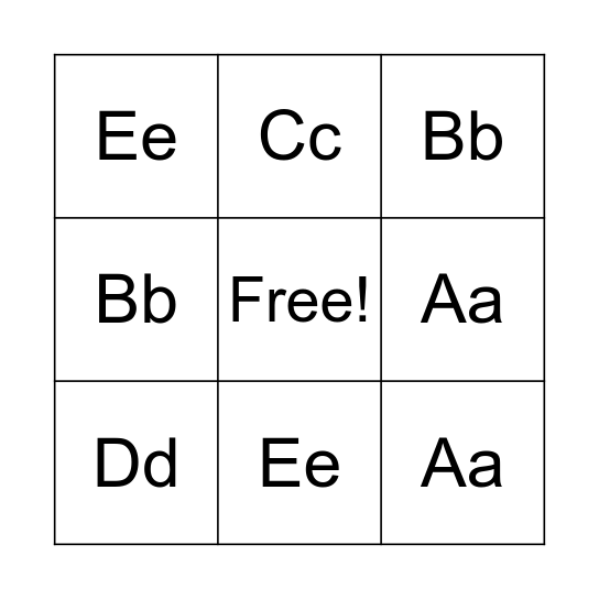 Alphabet Bingo Card