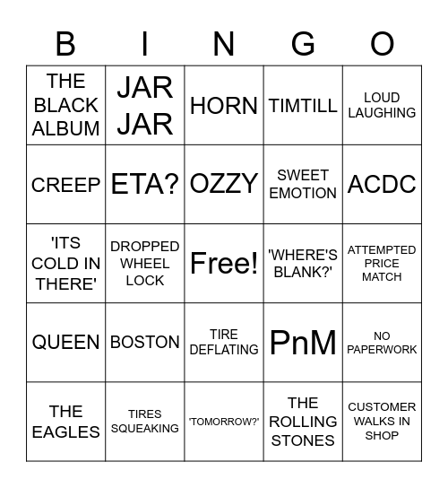 HHL SHOP BINGO Card