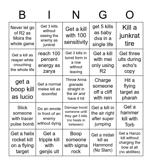 Overwatch Bingo Card