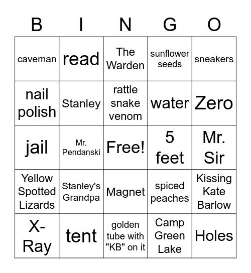 Holes Bingo Card