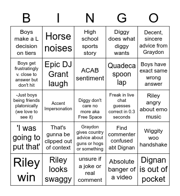 Hivemind bingo Card