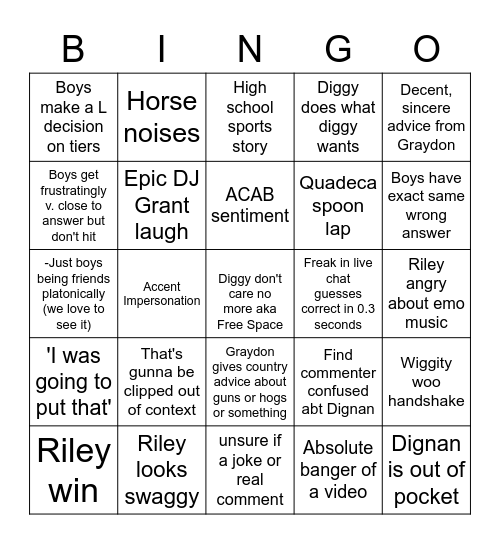 Hivemind bingo Card