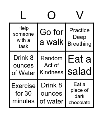 Heart Healthy BINGO Card