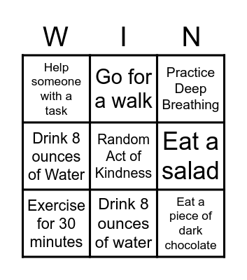 Heart Healthy BINGO Card