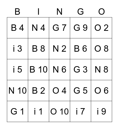 Bin2go Bingo Card