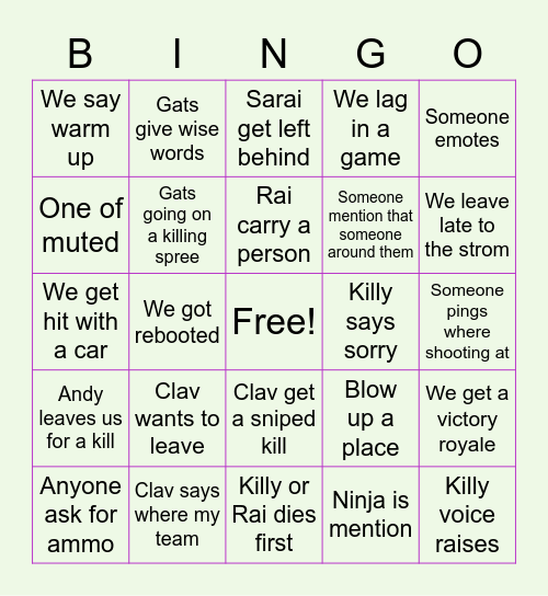 West Korea Bingo Card