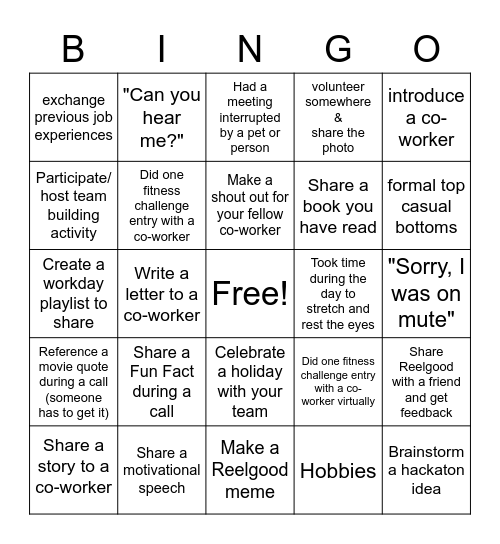 Reelgood Bingo Card