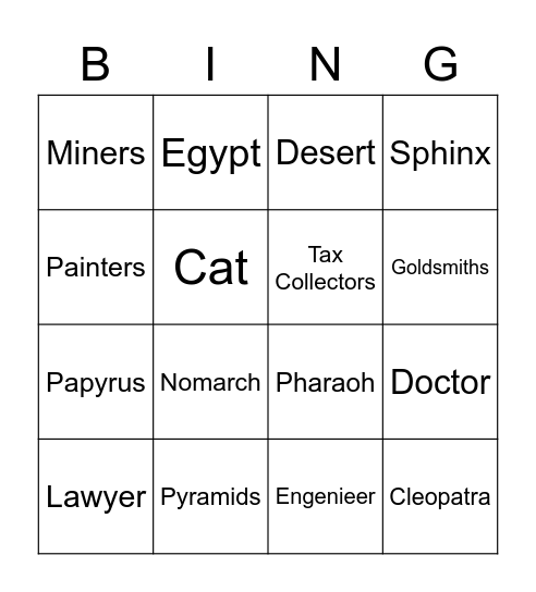 ANCIENT EGYPT Bingo Card