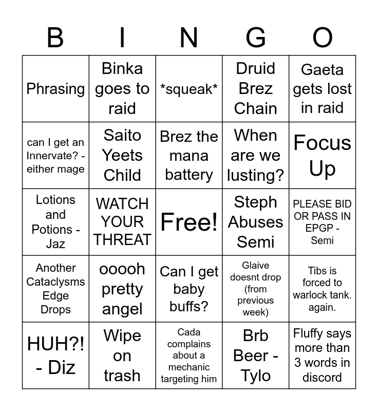 ATT Bingo BT/Hyjal edition Bingo Card