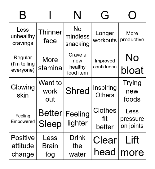 Non- Scale Victory Bingo Card