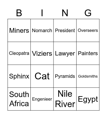 ANCIENT EGYPT Bingo Card
