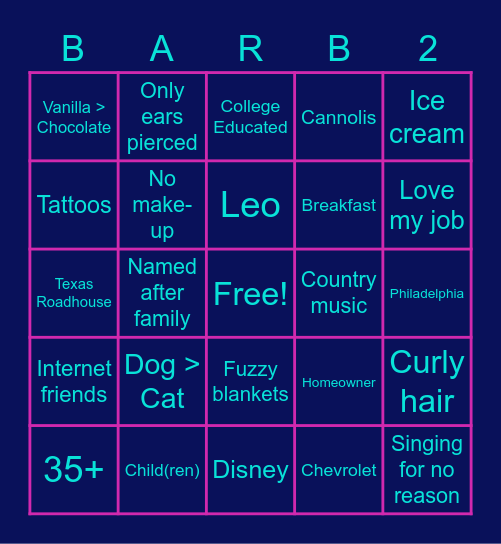 Barb's Bingo 2.0 Bingo Card