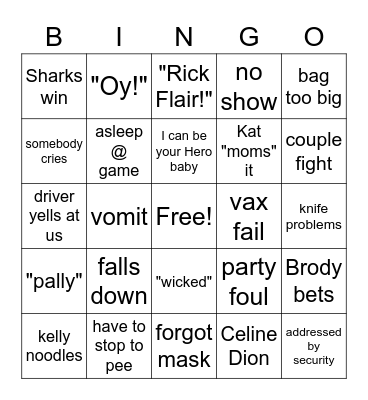 Sharks vs Bruins! Bingo Card