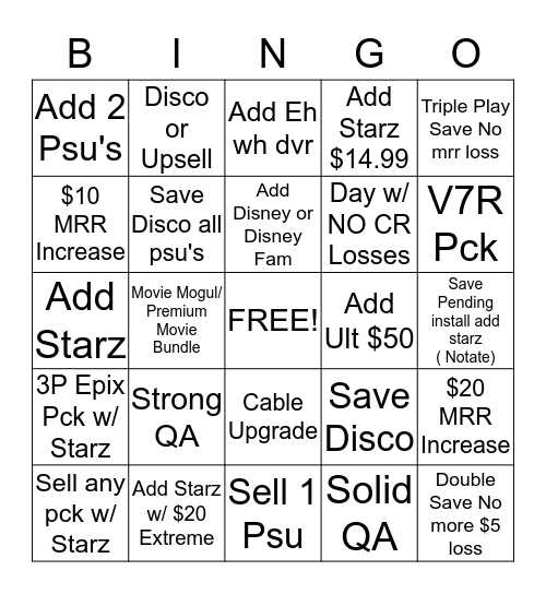 Add Starz to anything you can  Bingo Card