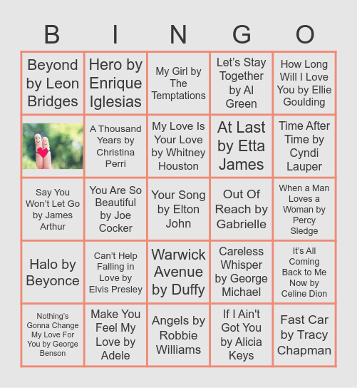 Happy Hour Love Song Bingo Card