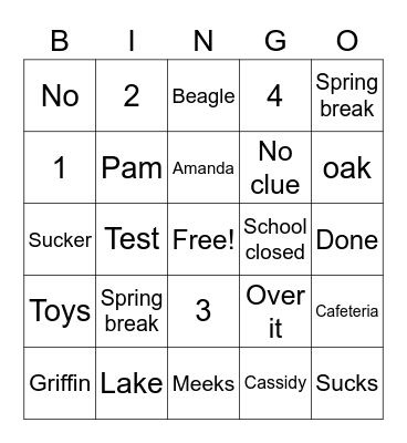 Test test Bingo Card