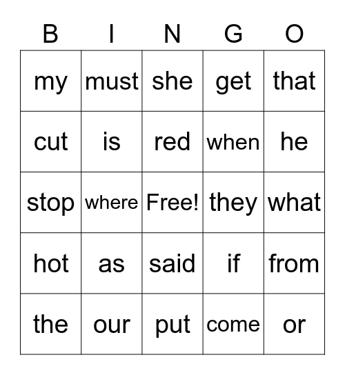Fun Friday Bingo Card
