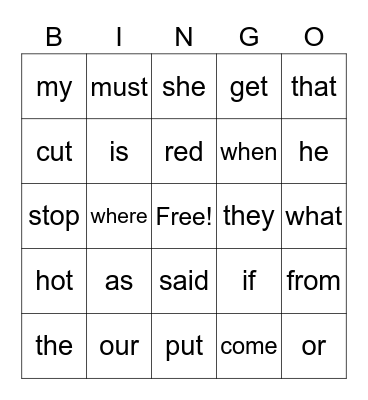 Fun Friday Bingo Card