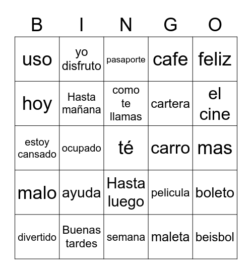 Duo: greet2, schedule, travel2 Bingo Card