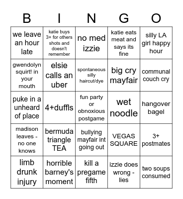 700 LEVERING BINGO Card