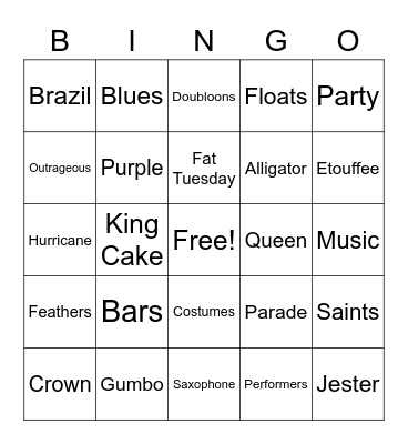 Mardi Gras - Finance Q1 Fun Day Bingo Card