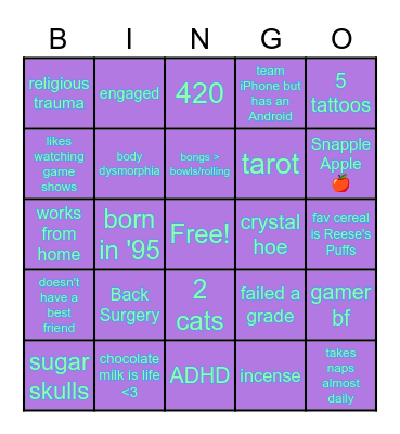 Tiffani's Bingo Card