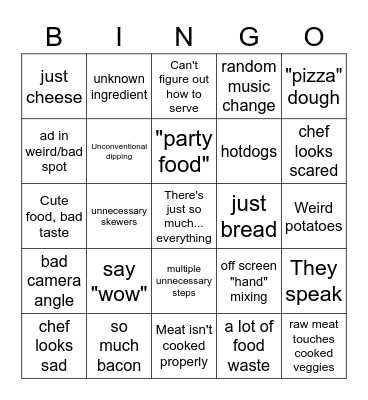 Chef Club Bingo Card