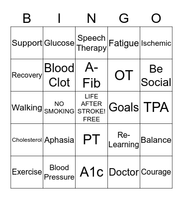 stroke Bingo Card