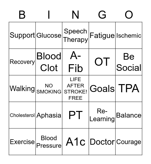 stroke Bingo Card