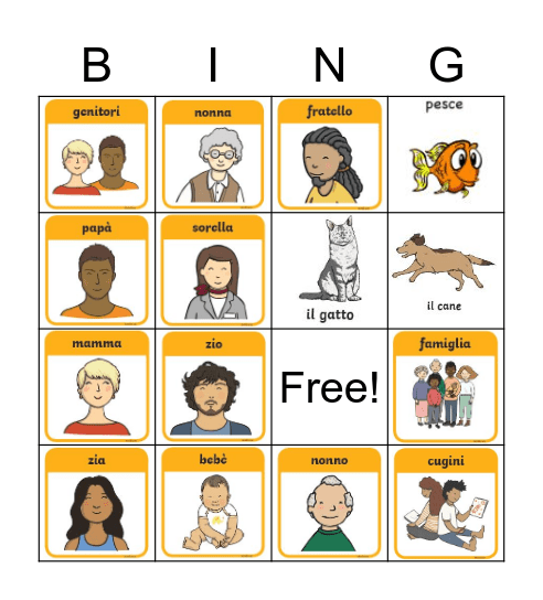 La Famiglia Bingo Card