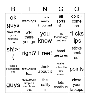 Mr Le May Bingo Card